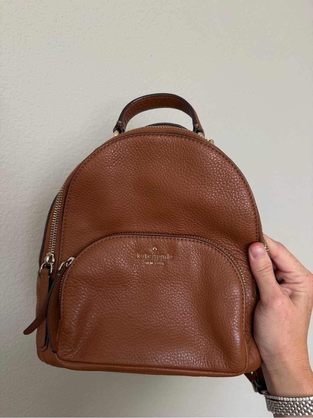 kate spade tan leather pebbled mini backpack